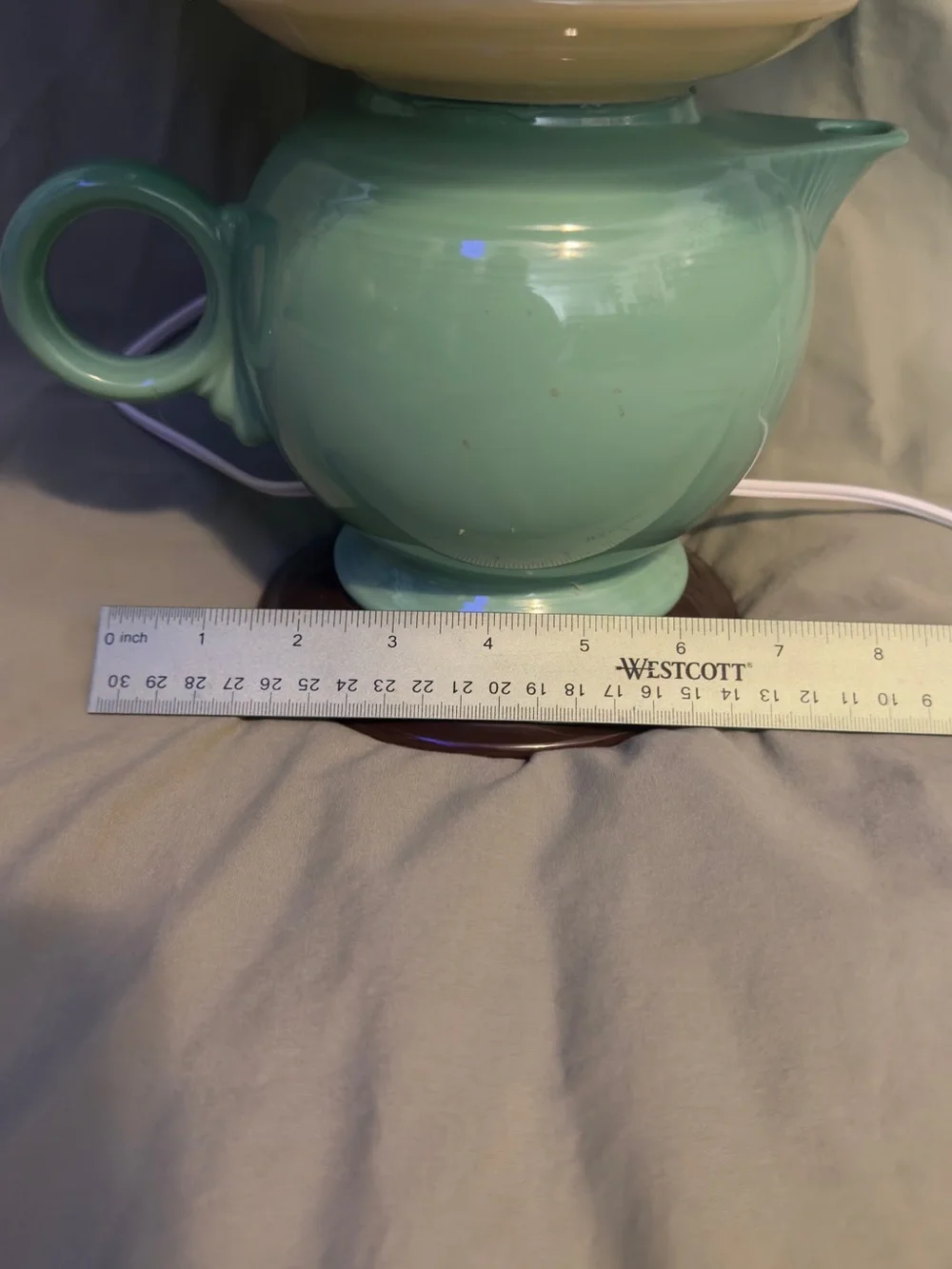 One-of-a-kind, handmade Fiestaware lamp